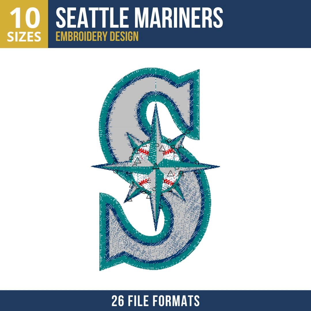 Seattle Mariners S Monogram Compass Embroidery Design