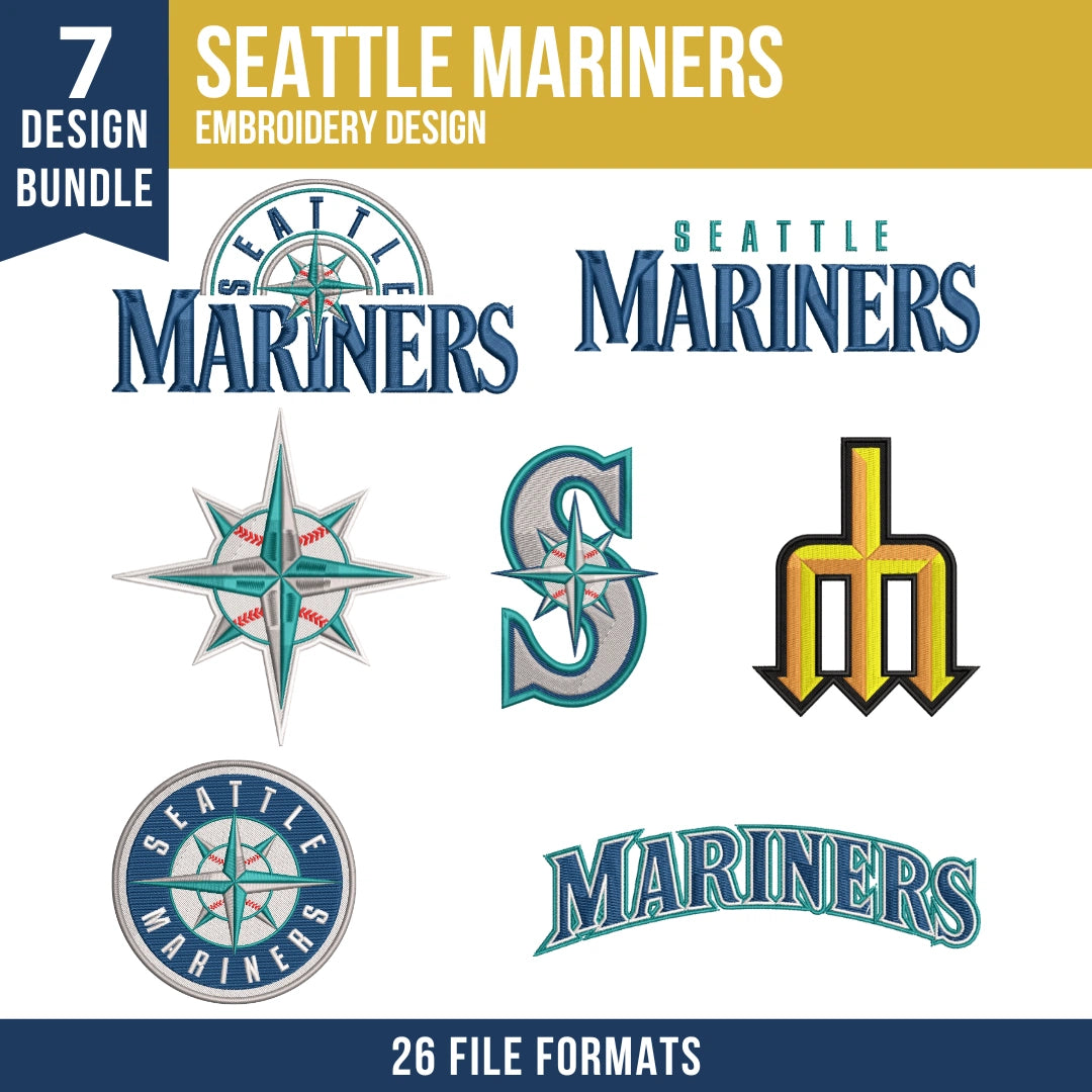 Seattle Mariners Embroidery Bundle – MLB Machine Embroidery Designs
