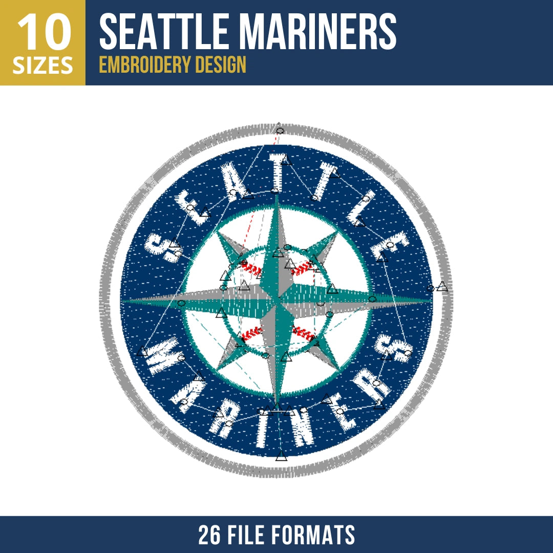 Seattle Mariners Circular Badge Embroidery Design