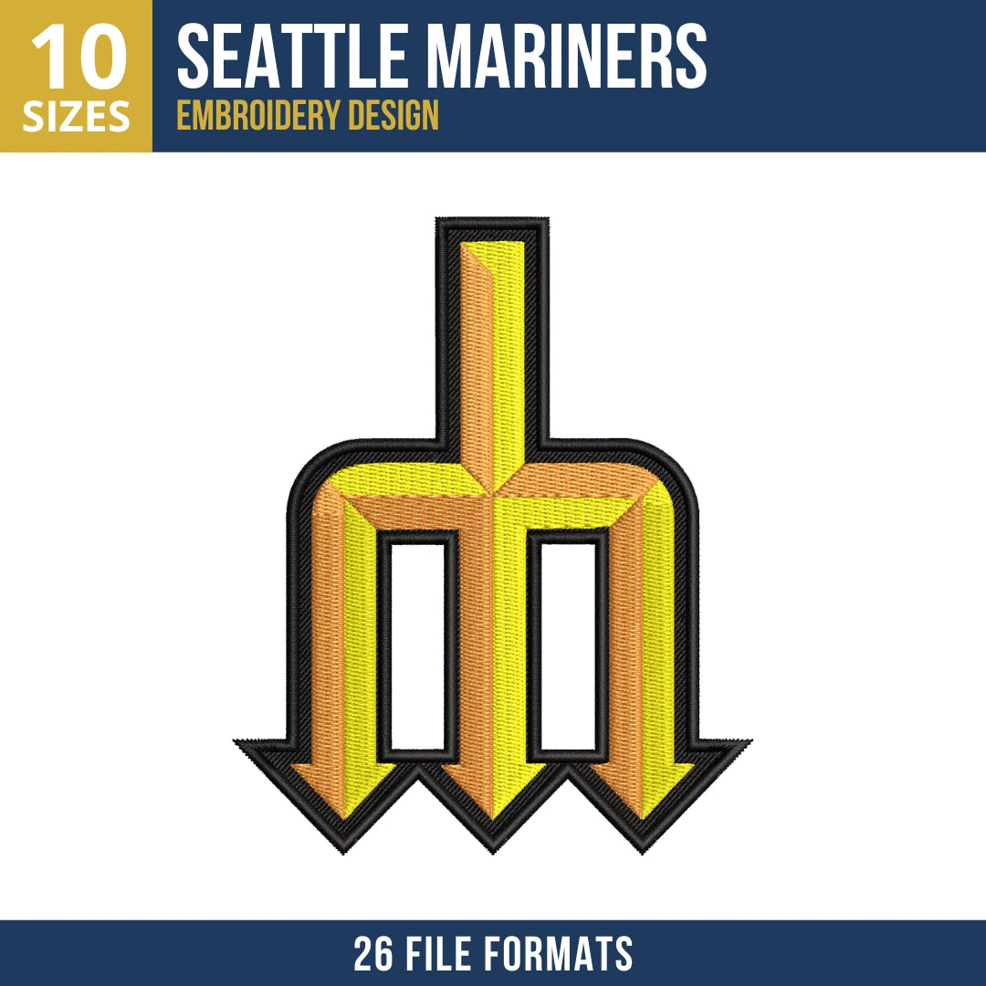 Seattle Mariners Space Needle Trident Embroidery Design
