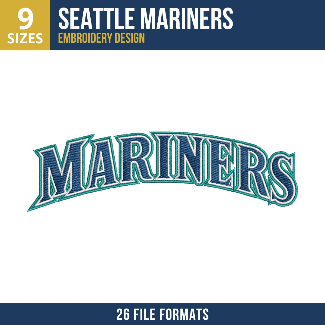 Seattle Mariners Arched Wordmark Embroidery Design