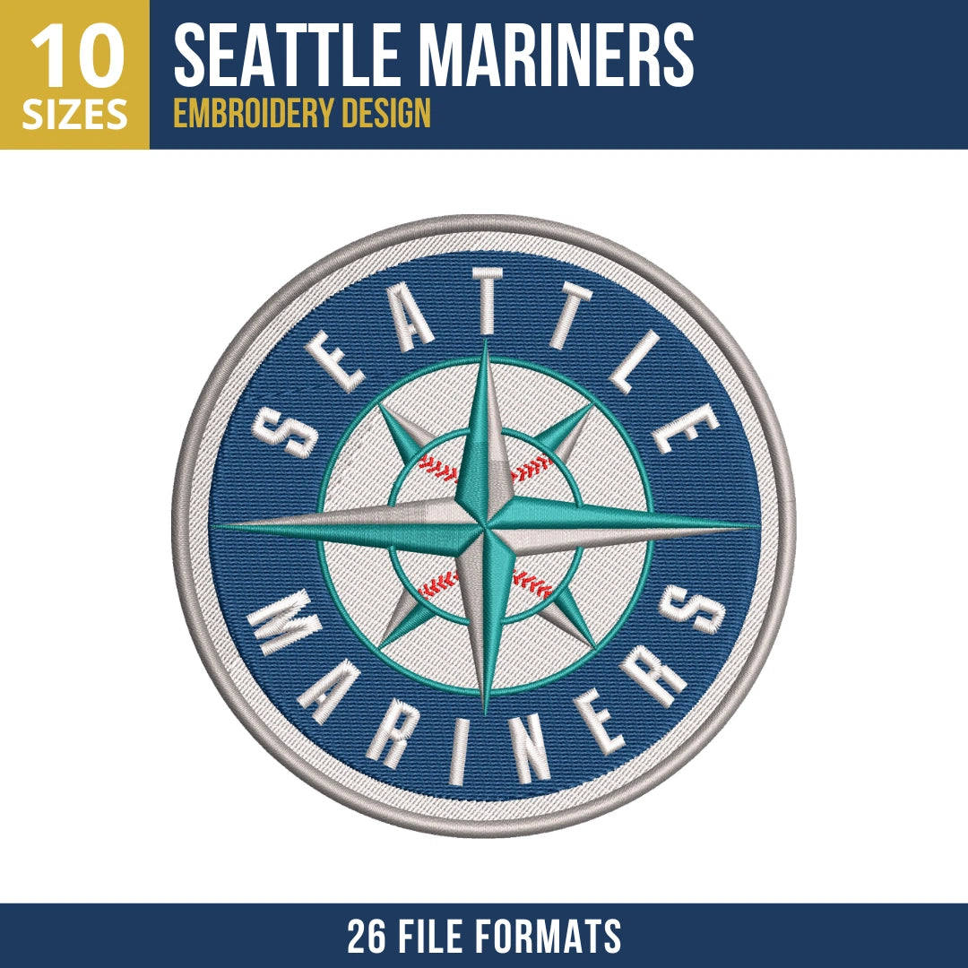Seattle Mariners Circular Badge Embroidery Design