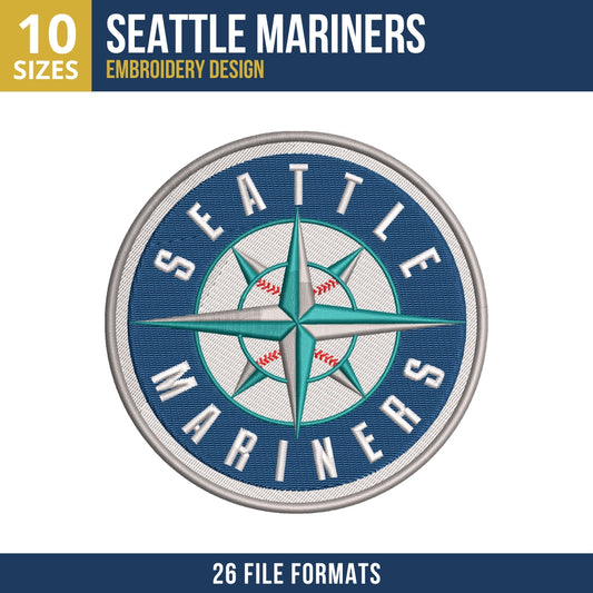 Seattle Mariners Circular Badge Embroidery Design