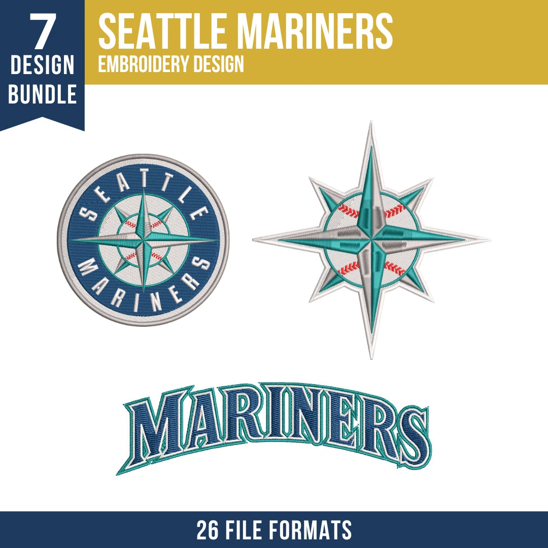 Seattle Mariners Embroidery Bundle – MLB Machine Embroidery Designs
