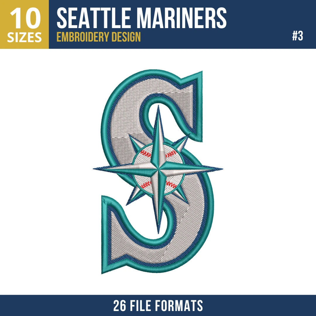 Seattle Mariners Embroidery Bundle – MLB Machine Embroidery Designs