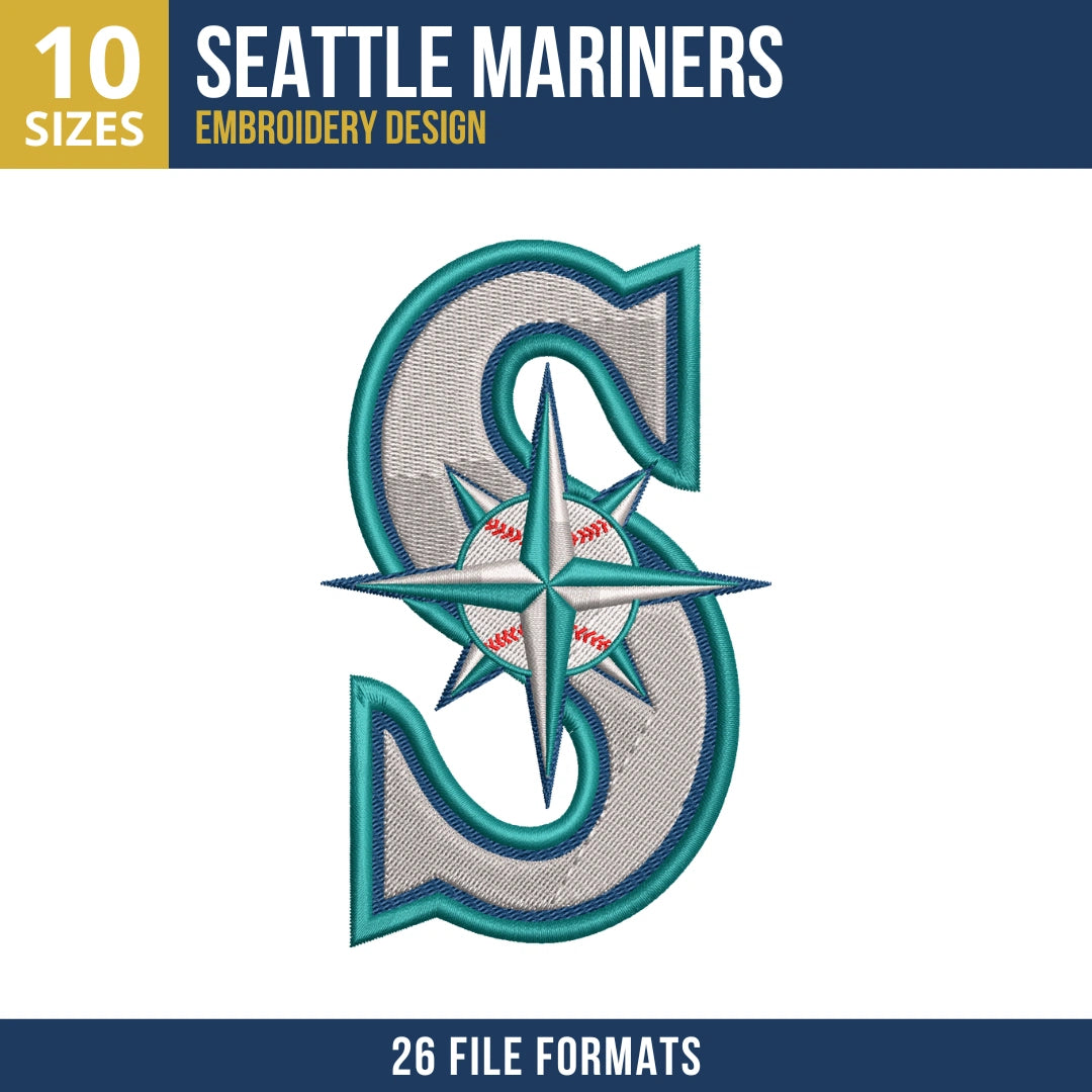 Seattle Mariners S Monogram Compass Embroidery Design