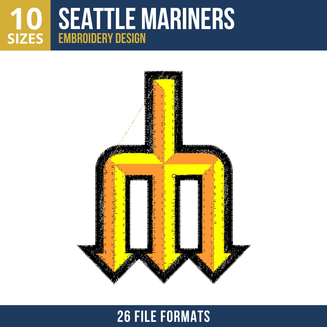 Seattle Mariners Space Needle Trident Embroidery Design