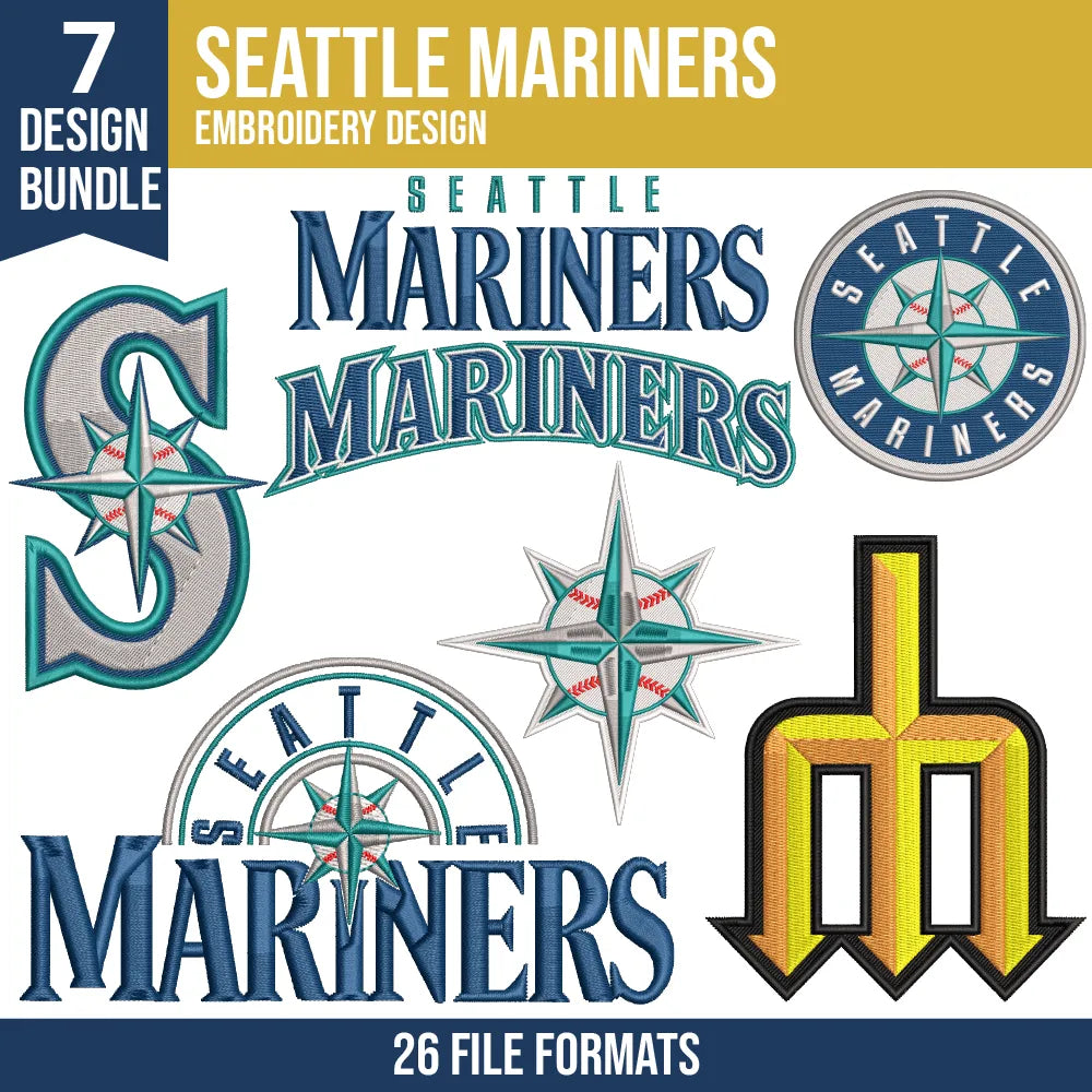 Seattle Mariners Embroidery Bundle – MLB Machine Embroidery Designs