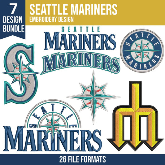 Seattle Mariners Embroidery Bundle – MLB Machine Embroidery Designs