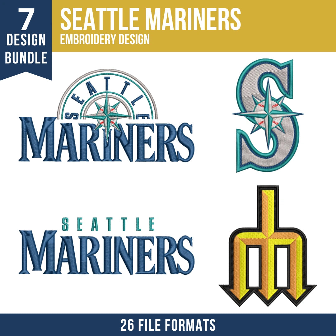 Seattle Mariners Embroidery Bundle – MLB Machine Embroidery Designs