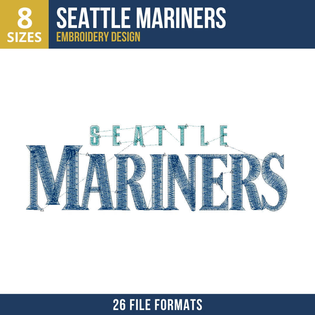 Seattle Mariners Stacked Wordmark Embroidery Design