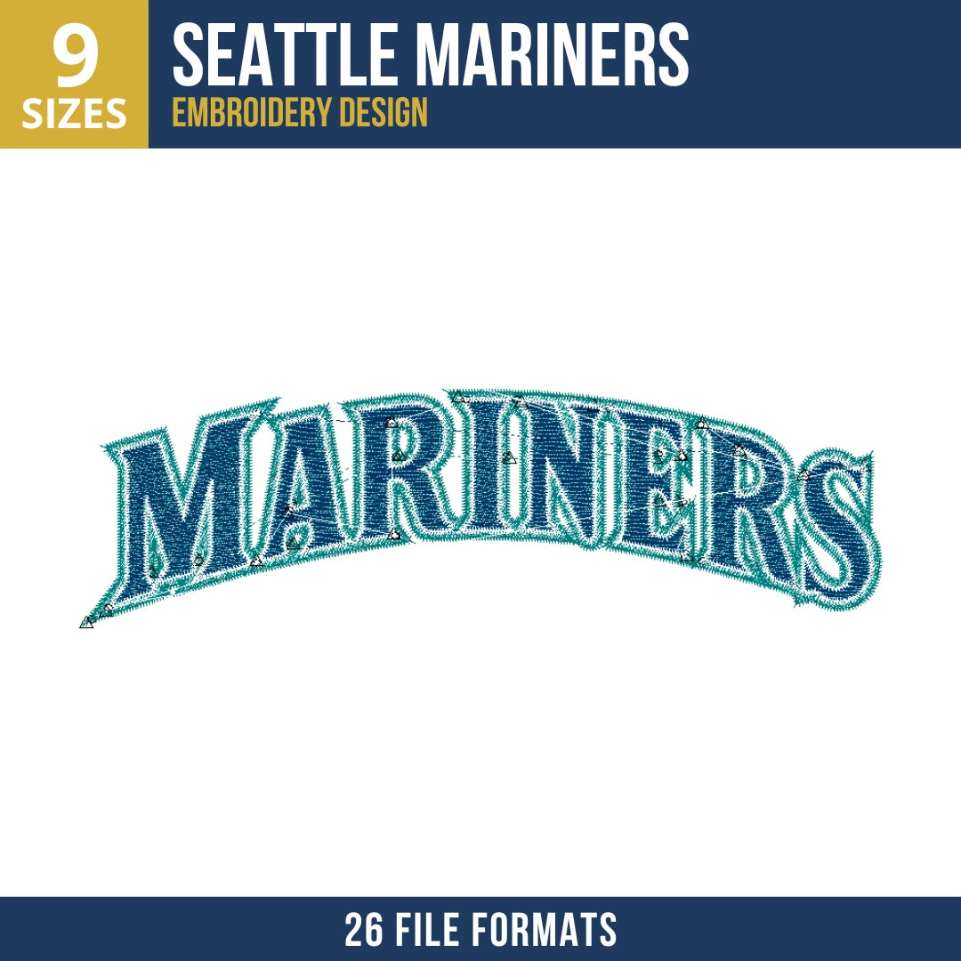 Seattle Mariners Arched Wordmark Embroidery Design