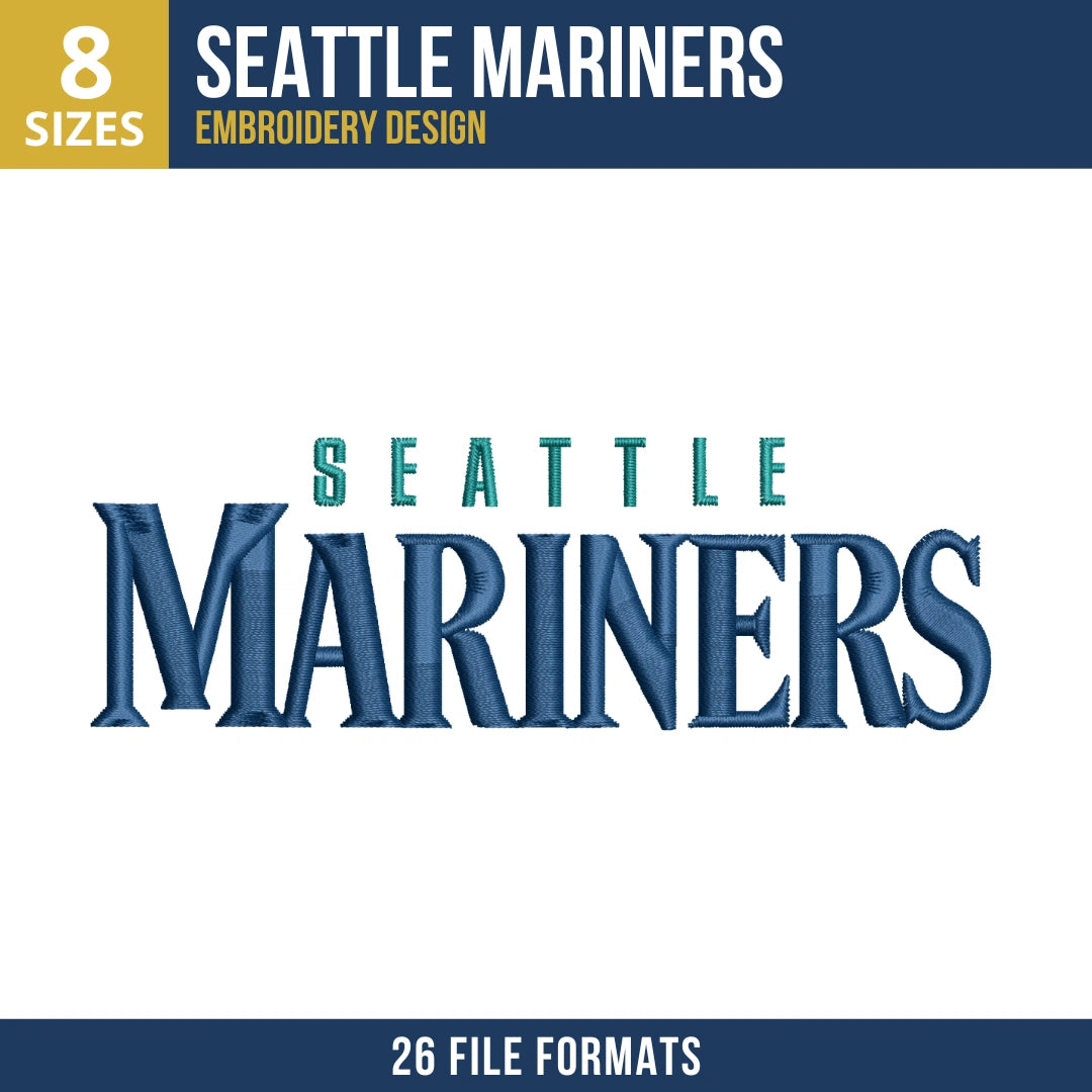 Seattle Mariners Stacked Wordmark Embroidery Design