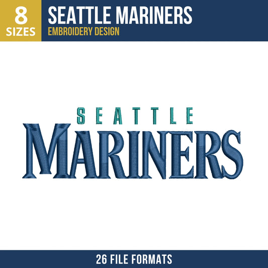 Seattle Mariners Stacked Wordmark Embroidery Design