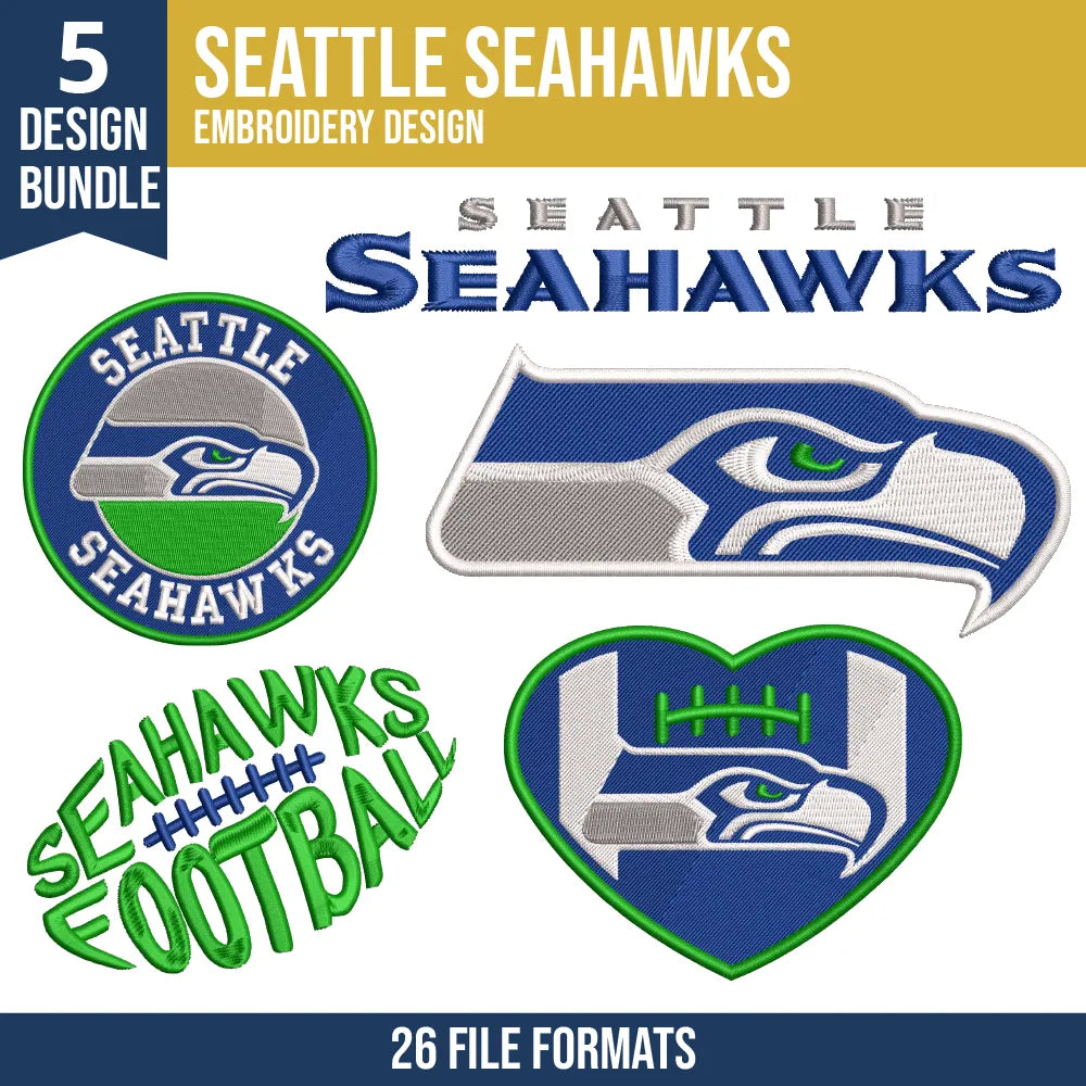 Seattle Seahawks Embroidery Bundle | 5 Designs