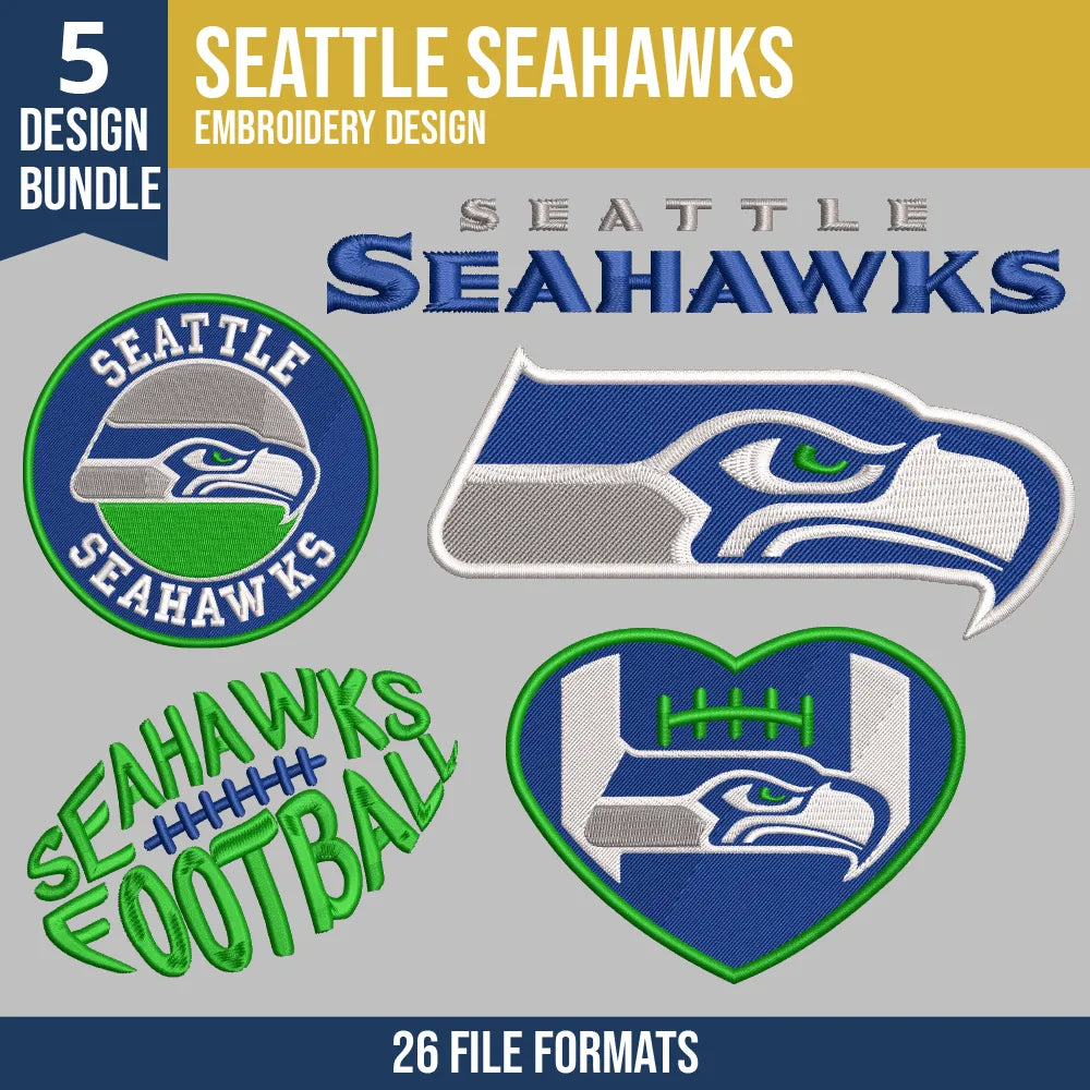 Seattle Seahawks Embroidery Bundle | 5 Designs