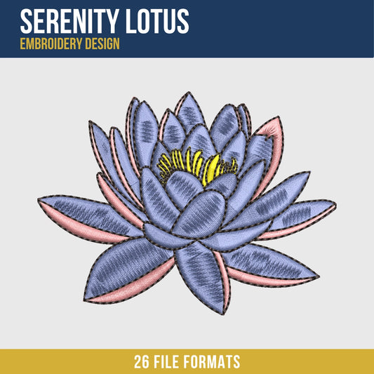 Serenity Lotus Embroidery Design
