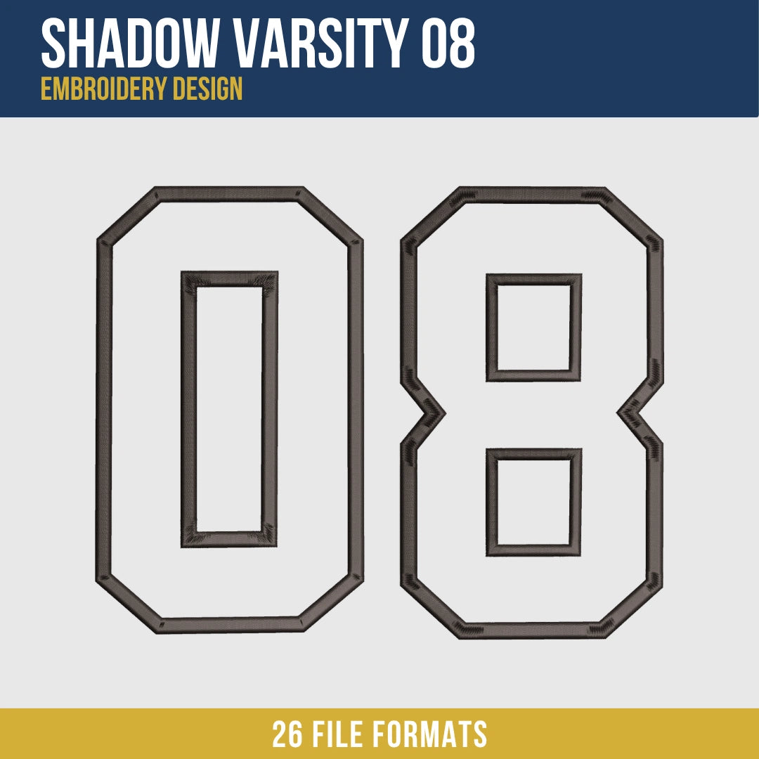 Shadow Varsity 08 Embroidery Design