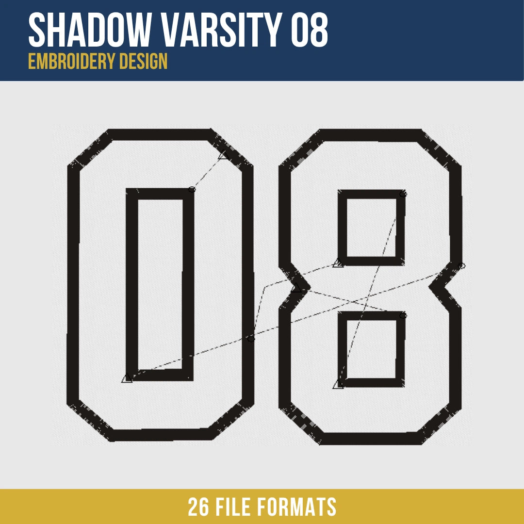 Shadow Varsity 08 Embroidery Design