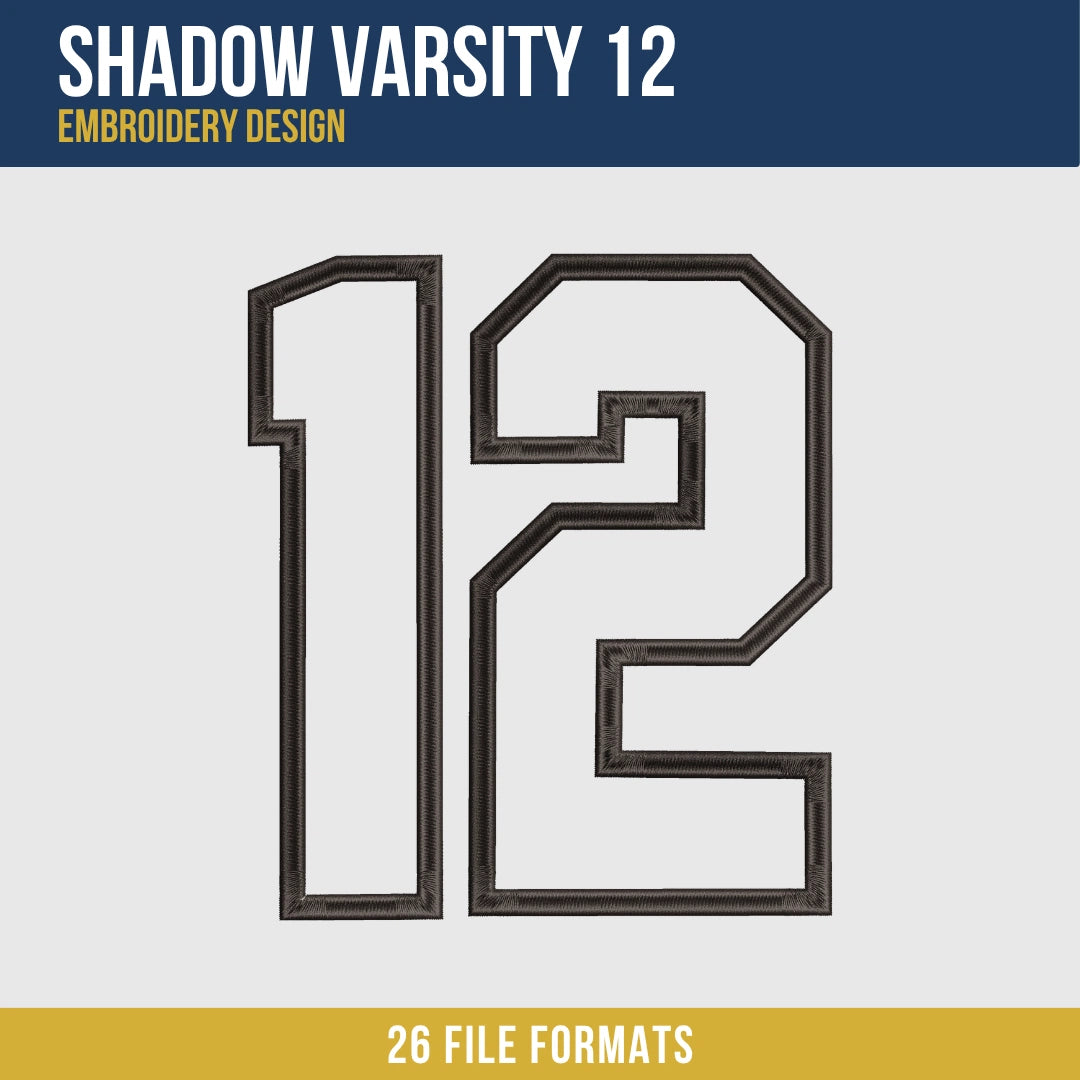 Shadow Varsity 12 Embroidery Design