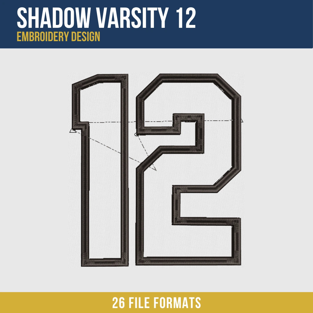 Shadow Varsity 12 Embroidery Design