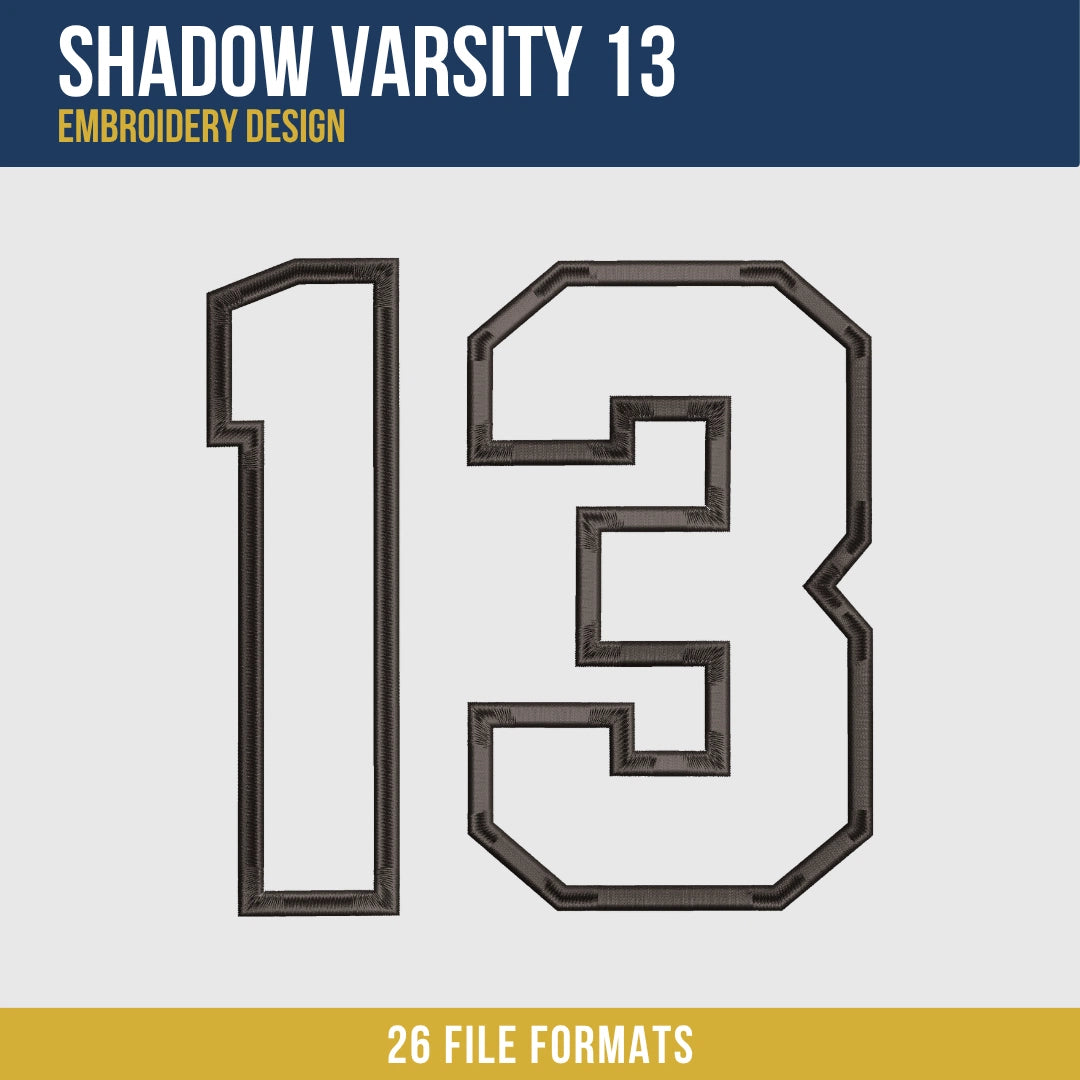 Shadow Varsity 13 Embroidery Design