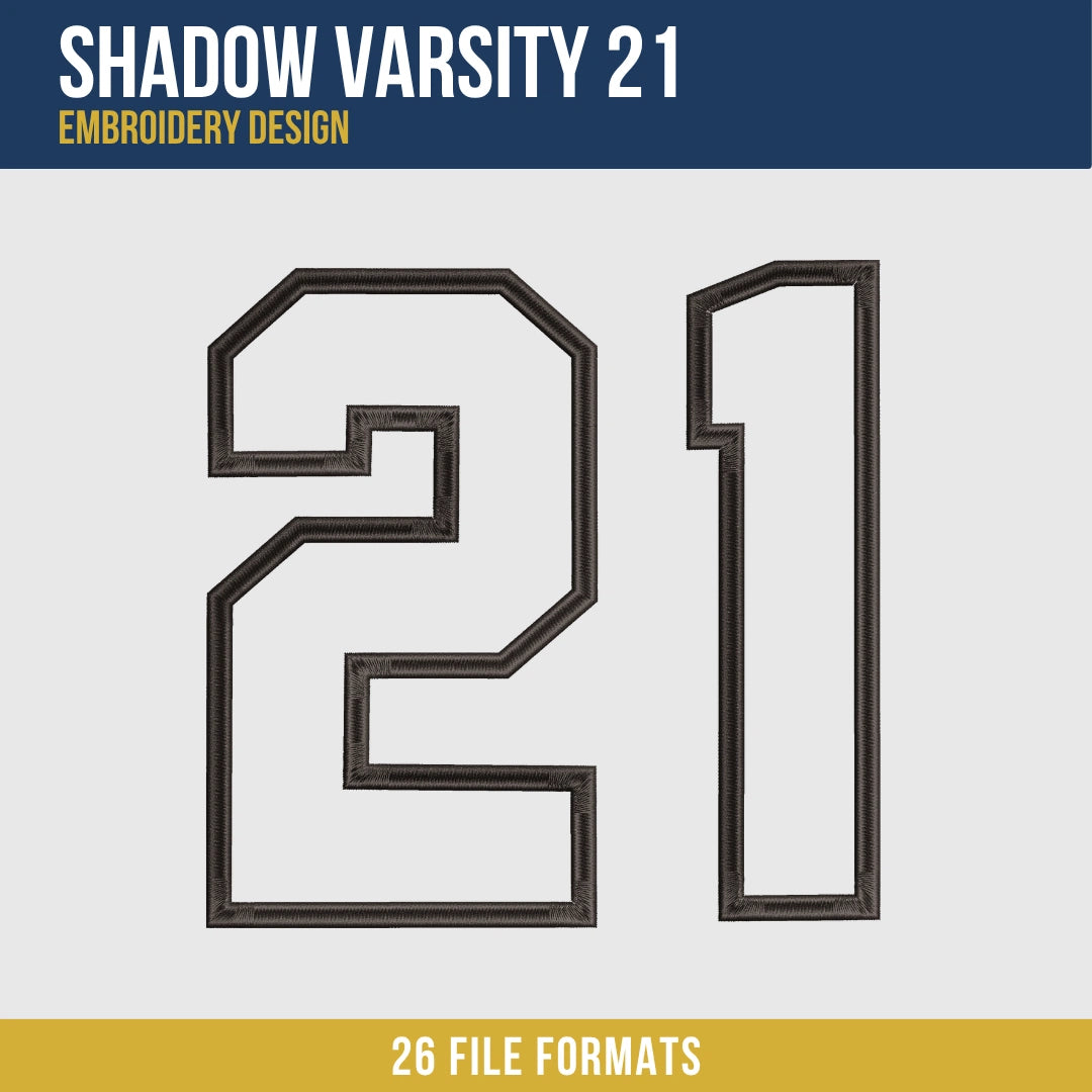Shadow Varsity 21 Embroidery Design