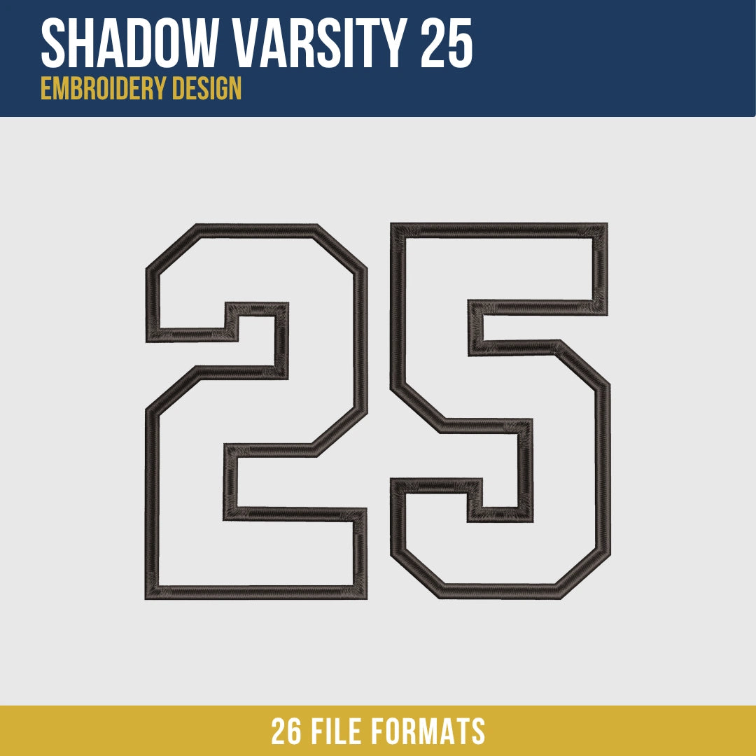 Shadow Varsity 25 Embroidery Design
