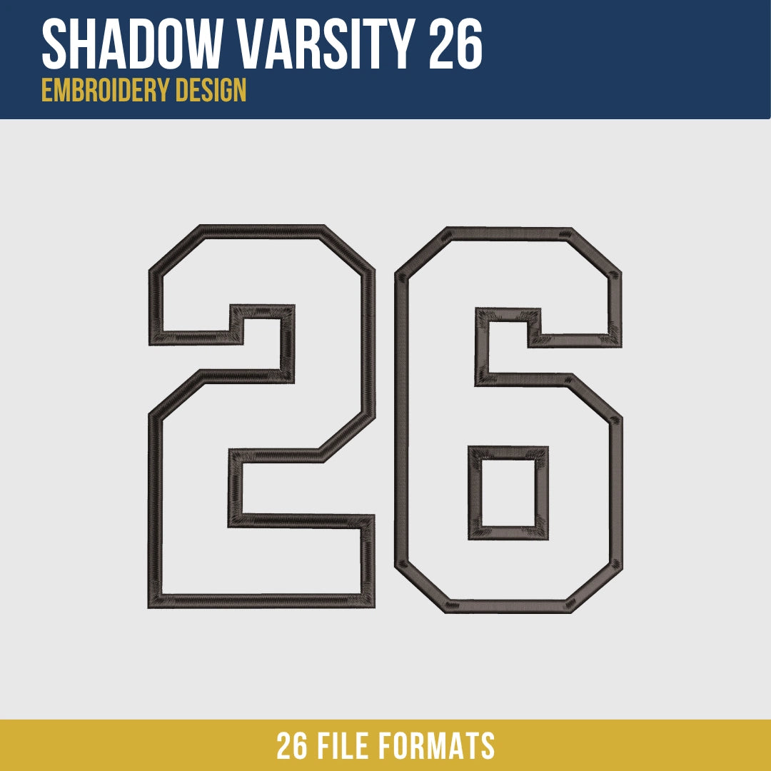 Shadow Varsity 26 Embroidery Design