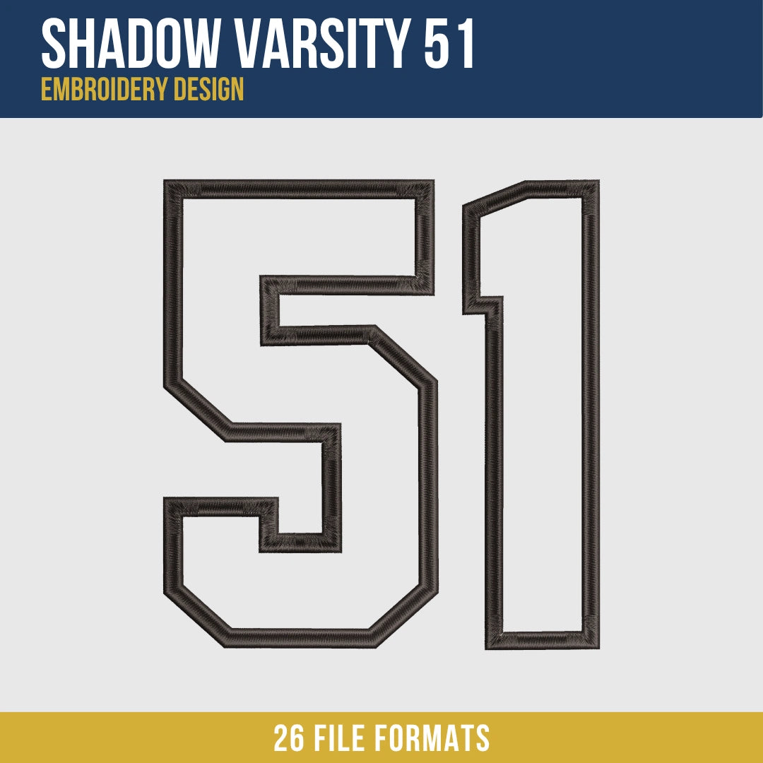Shadow Varsity 51 Embroidery Design