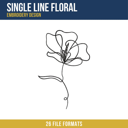 Single Line Floral Embroidery Design