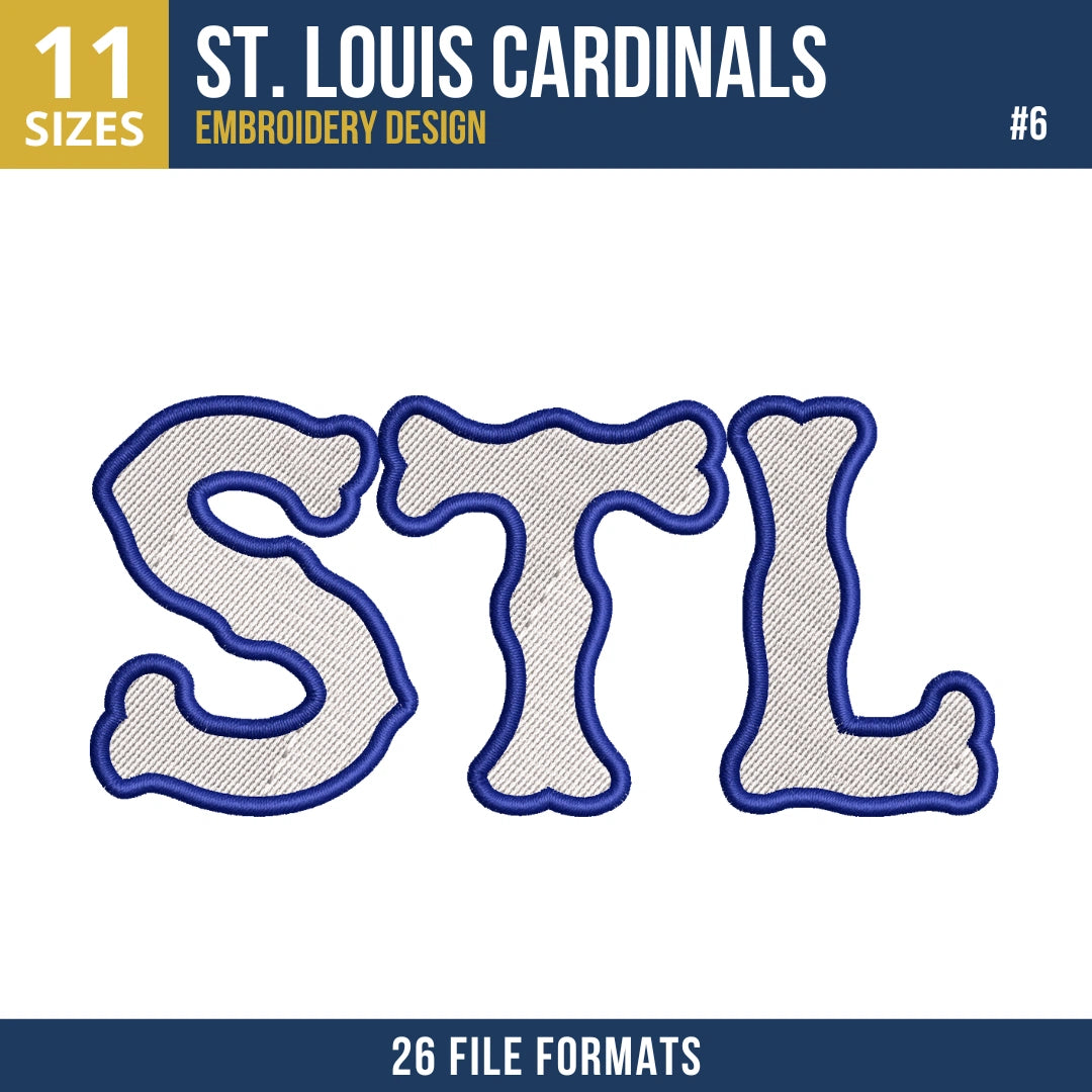 St. Louis Cardinals Embroidery Bundle – 8 Designs, 26 Formats
