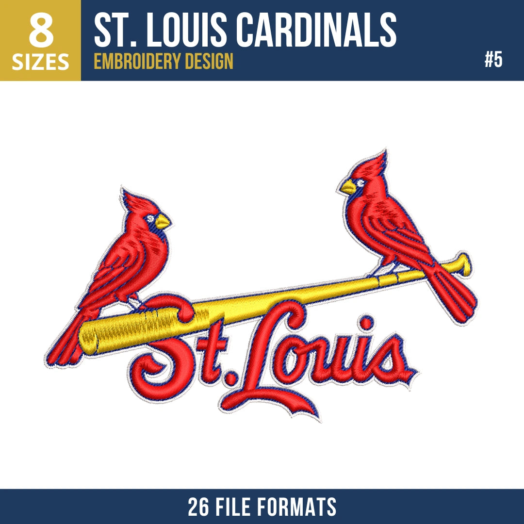 St. Louis Cardinals Embroidery Bundle – 8 Designs, 26 Formats