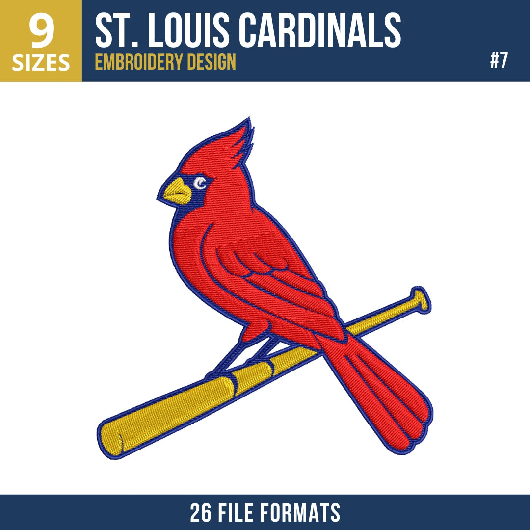 St. Louis Cardinals Embroidery Bundle – 8 Designs, 26 Formats