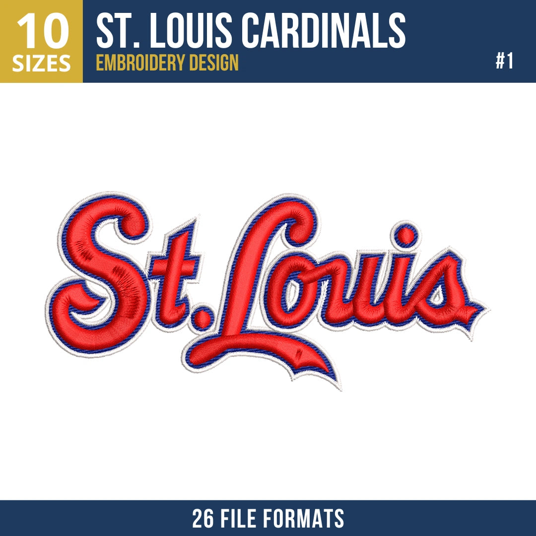 St. Louis Cardinals Embroidery Bundle – 8 Designs, 26 Formats