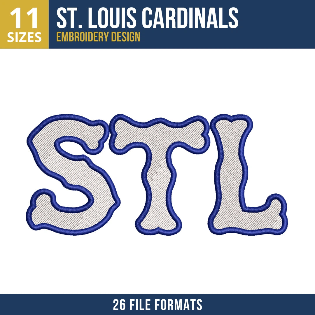 St. Louis Cardinals STL Block Wordmark Embroidery Design