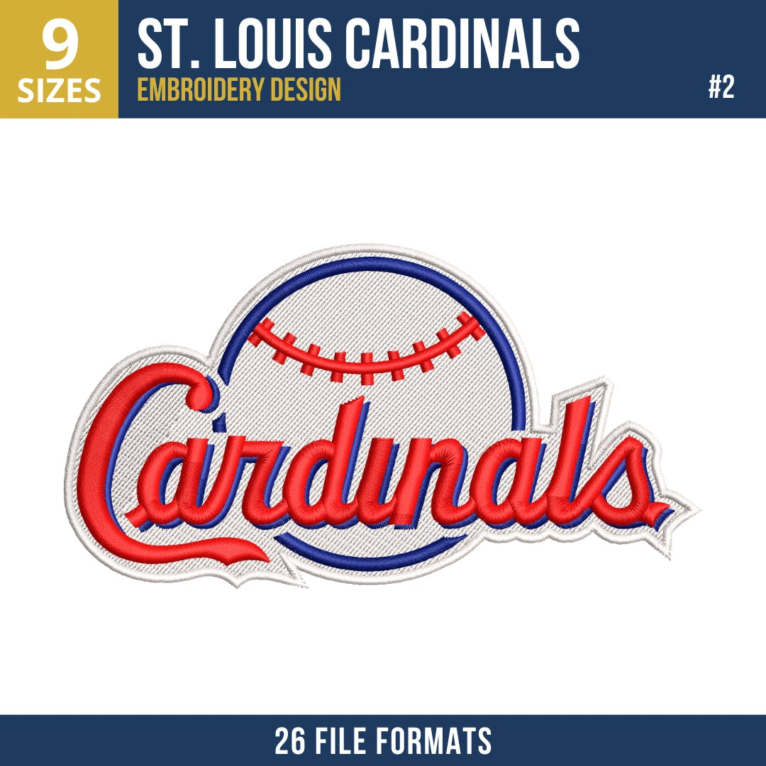 St. Louis Cardinals Embroidery Bundle – 8 Designs, 26 Formats