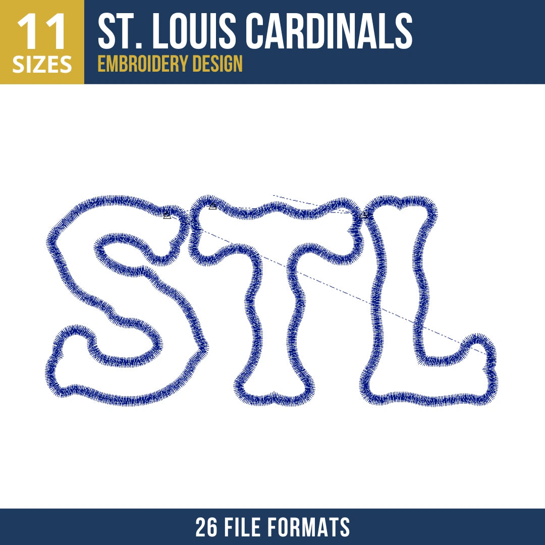 St. Louis Cardinals STL Block Wordmark Embroidery Design