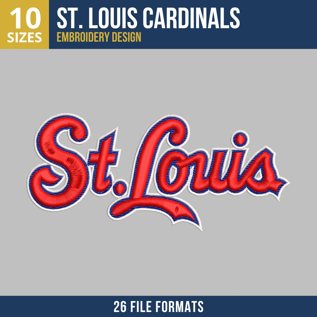St. Louis Cardinals St. Louis Wordmark Embroidery Design