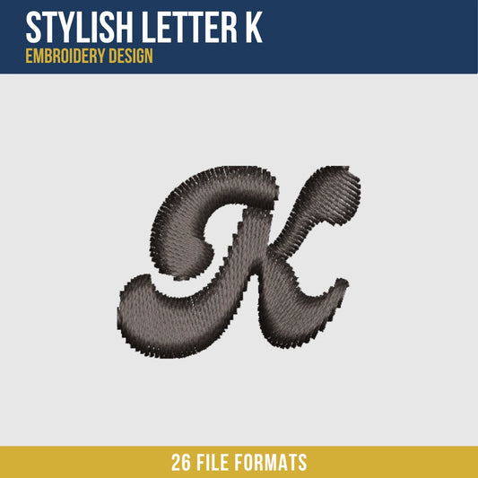 Stylish Letter K Embroidery Design