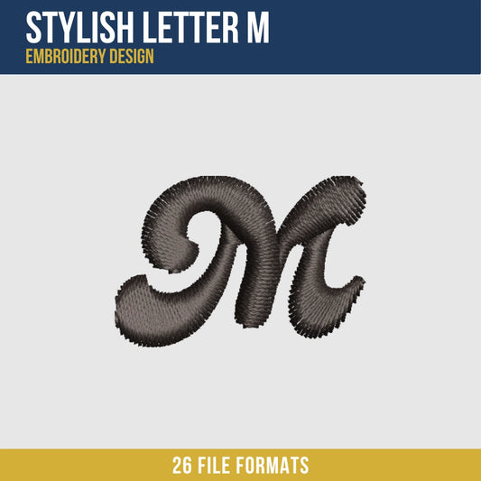 Stylish Letter M Embroidery Design