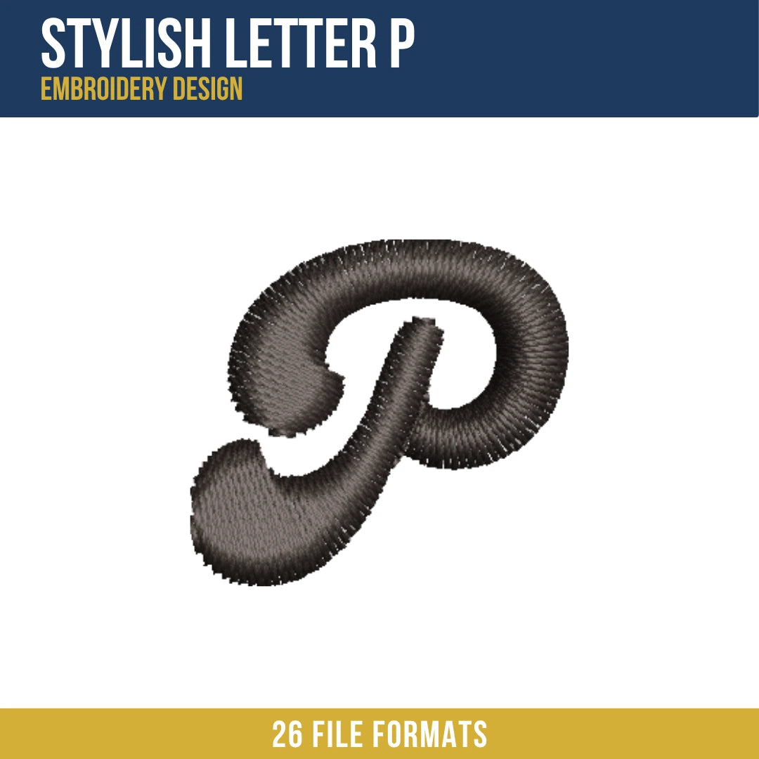 Stylish Letter P Embroidery Design