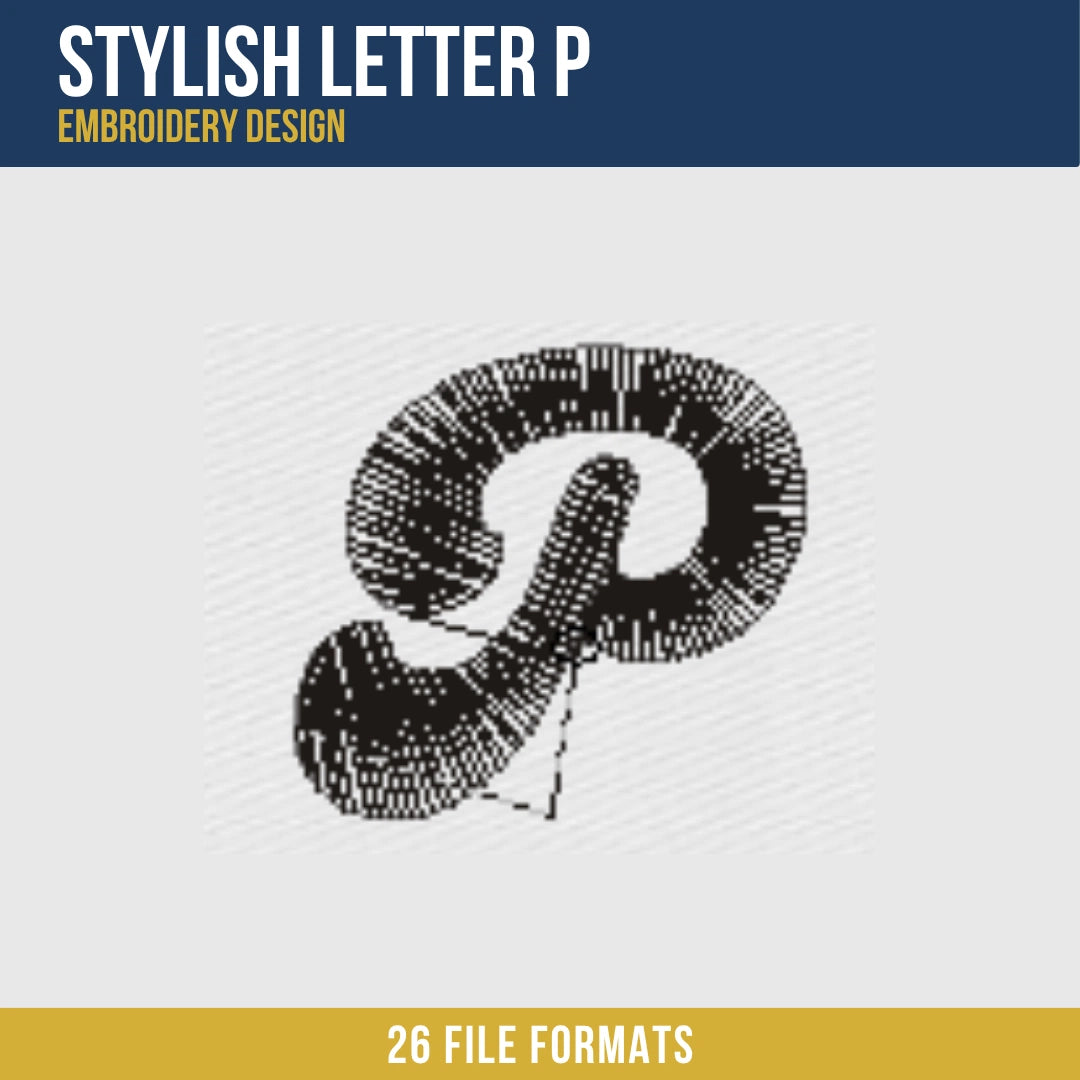 Stylish Letter P Embroidery Design