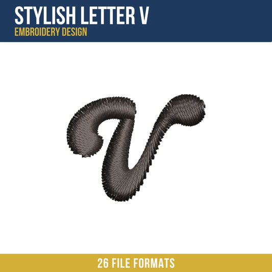 Stylish Letter V Embroidery Design