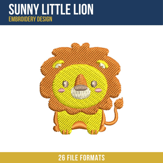 Sunny Little Lion Embroidery Design