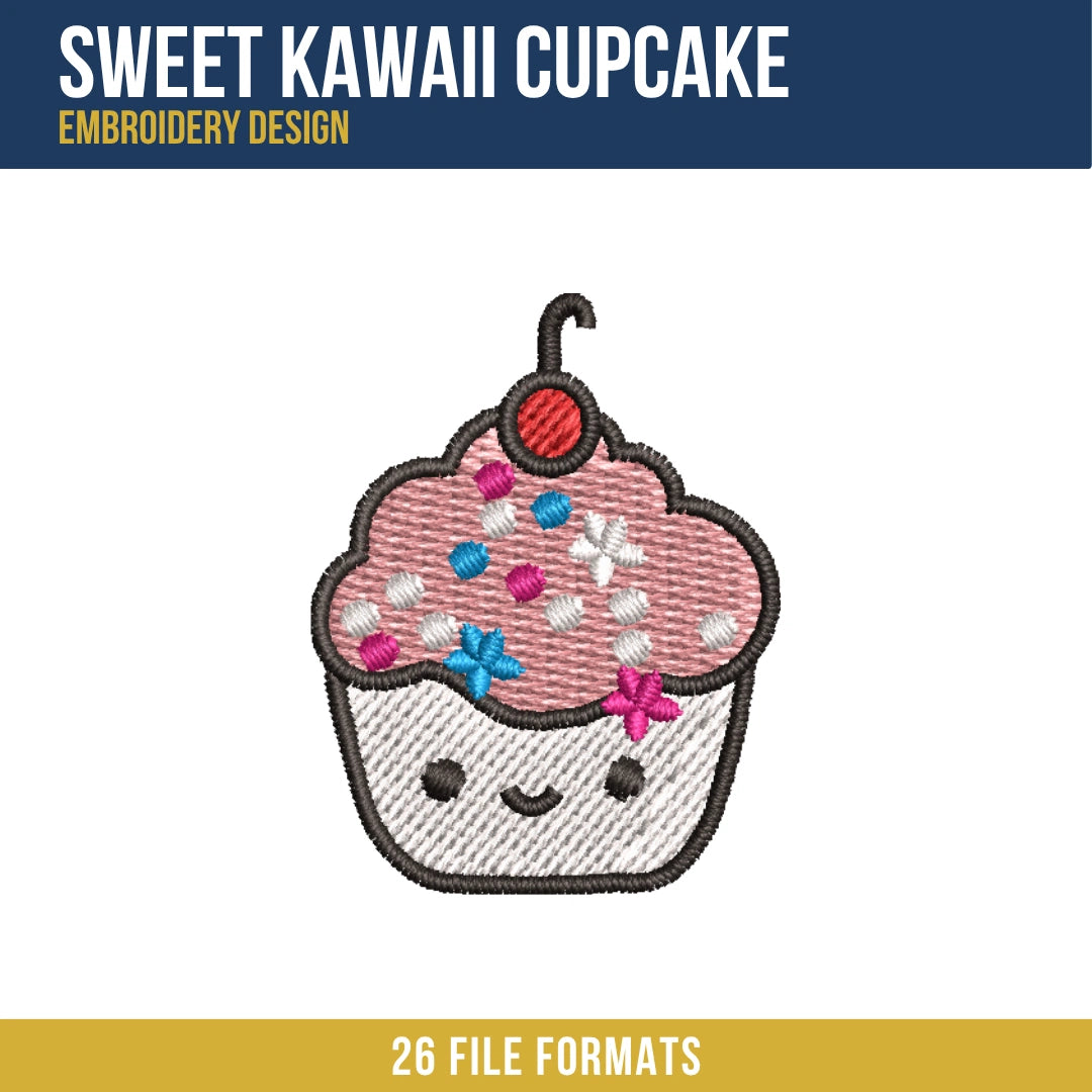 Sweet Kawaii Cupcake Embroidery Design