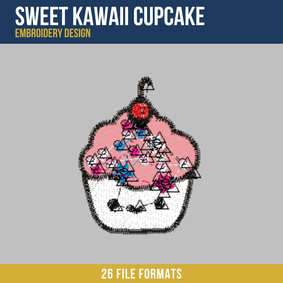 Sweet Kawaii Cupcake Embroidery Design