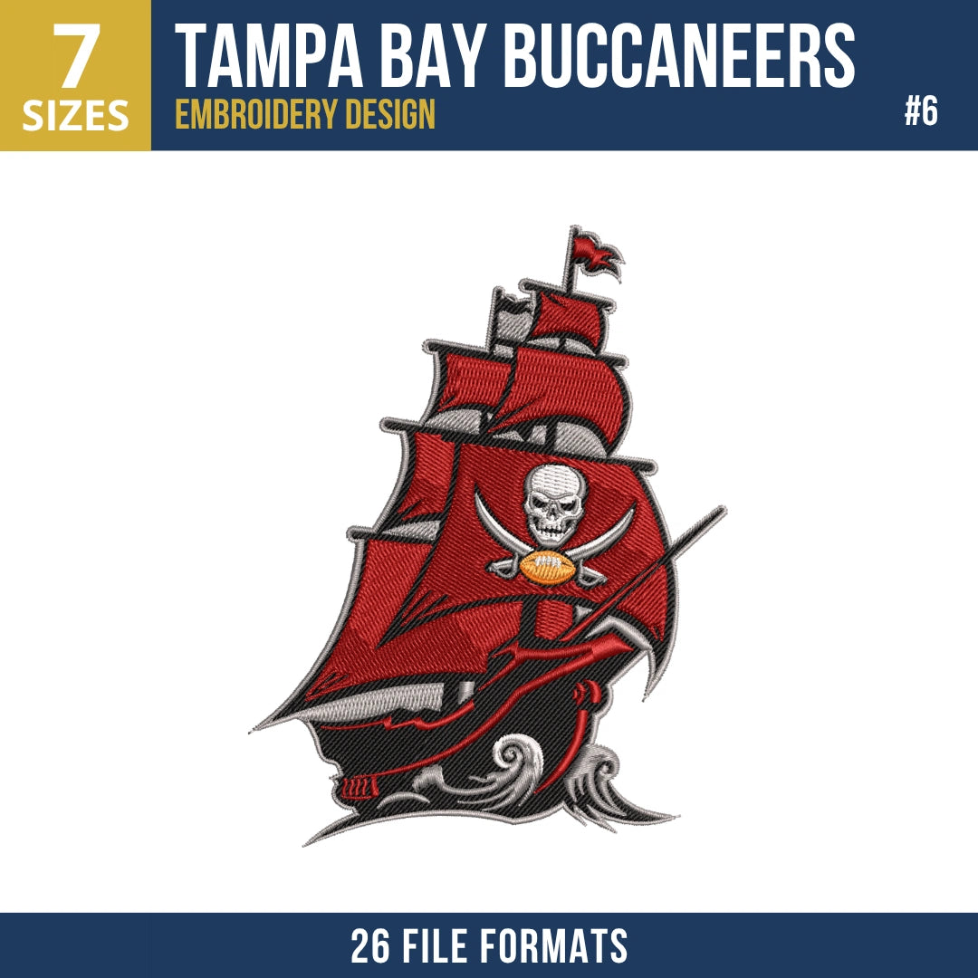 Tampa Bay Buccaneers Embroidery Bundle | 6 Designs