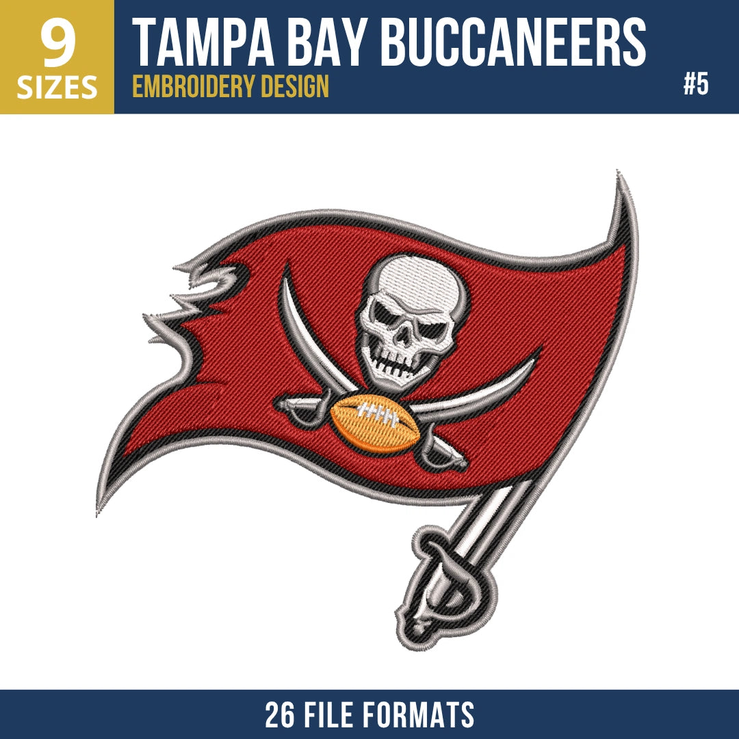 Tampa Bay Buccaneers Embroidery Bundle | 6 Designs
