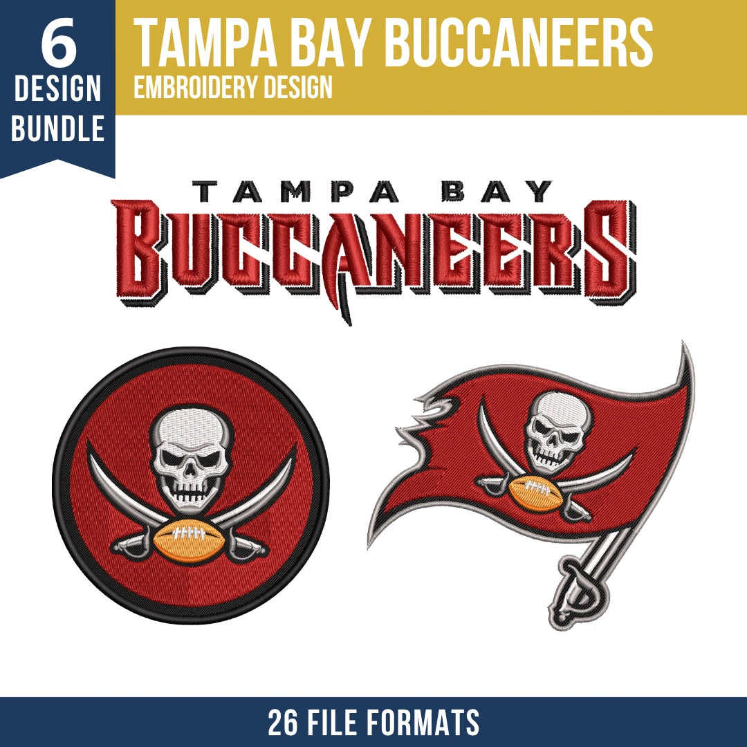 Tampa Bay Buccaneers Embroidery Bundle | 6 Designs